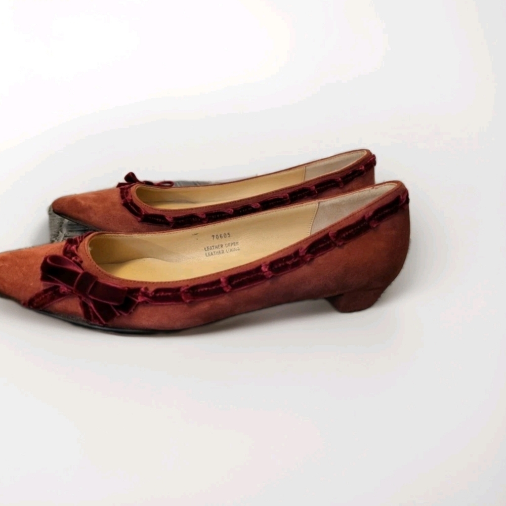J Crew  women's leather Velvet Ribon Shoes Point Toe   Size 6 1/2 - Picture 2 of 8